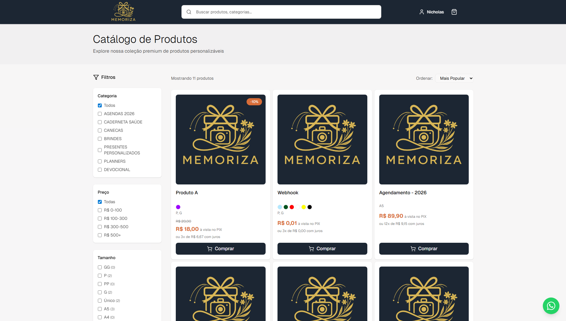 Listagem de Produtos